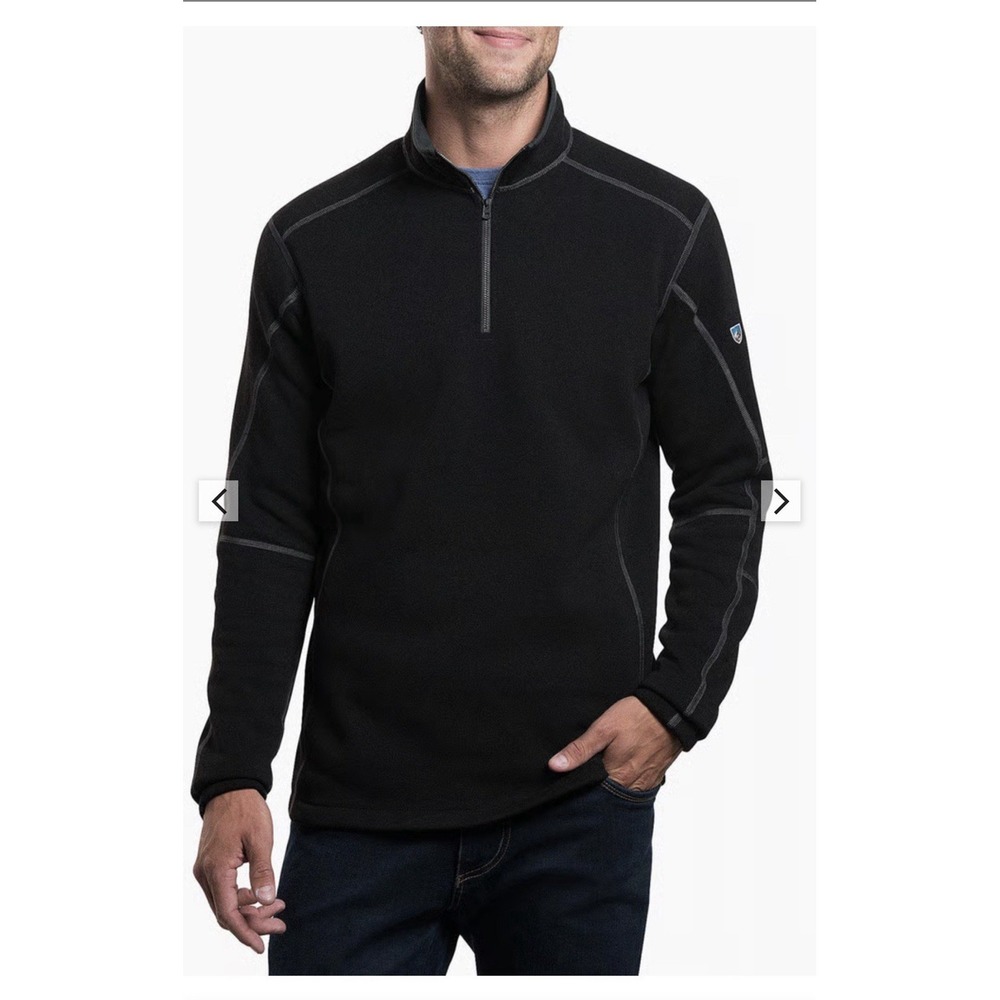 Kuhl Revel 1/4 Zip Pullover Sweater Mens XL Black/Gray Hiking Outdoors #V1-3